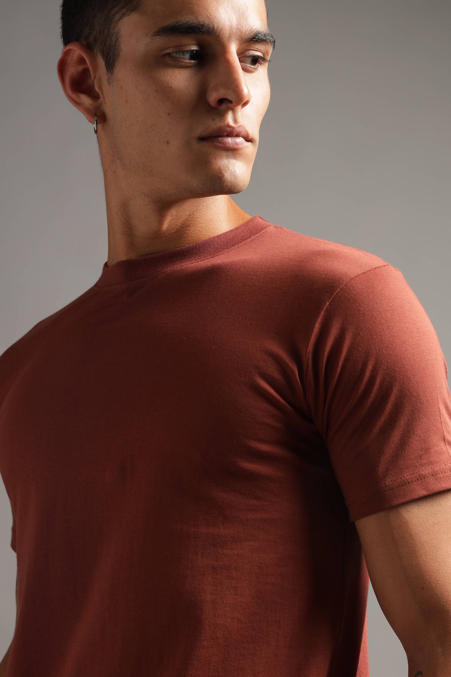 100% Pure Supima Cotton Crew Neck - Rust (Deep Maroon) - String Scape