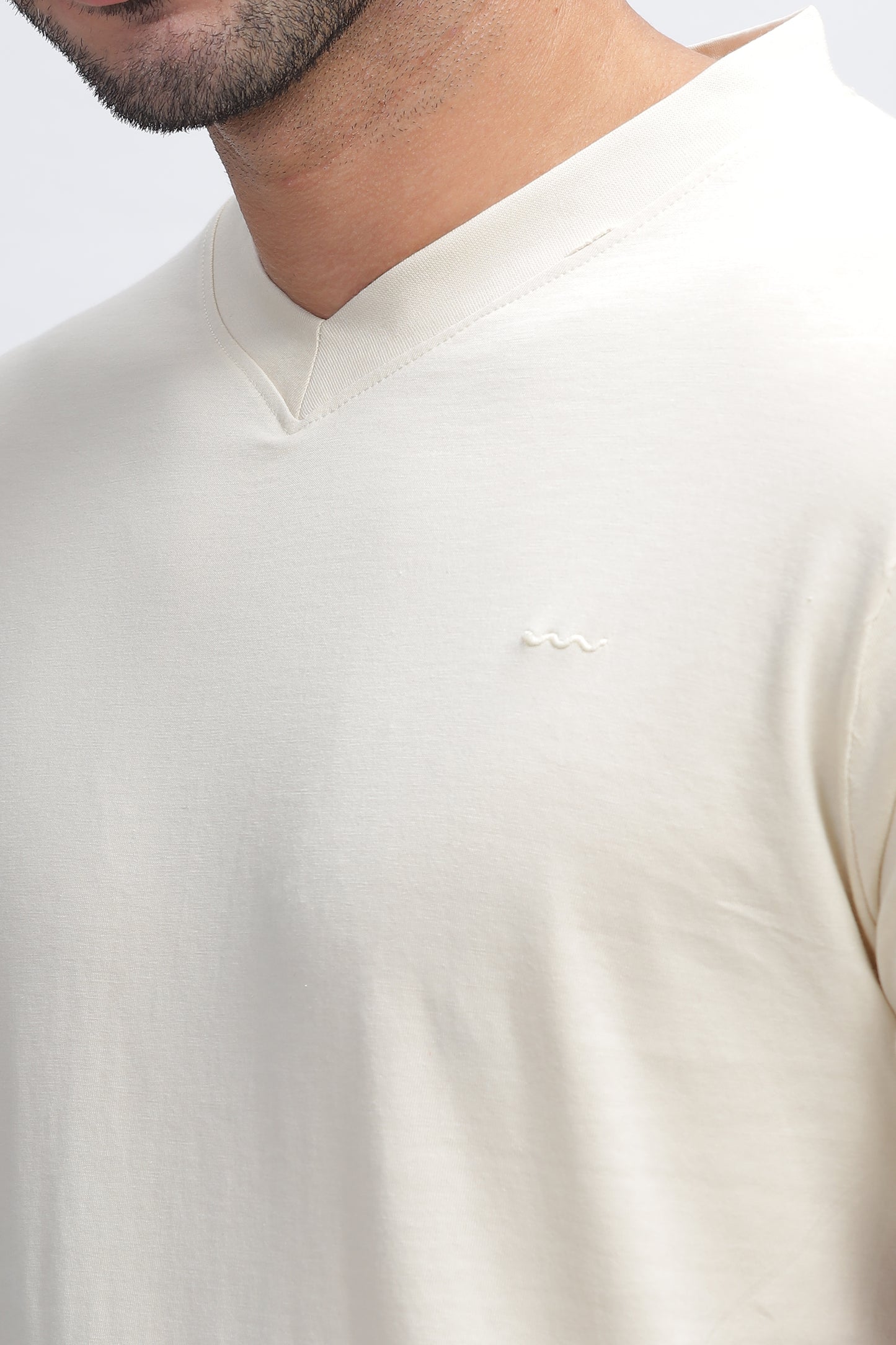 100% Pure Supima Cotton V Neck - Beach (Beige) - String Scape