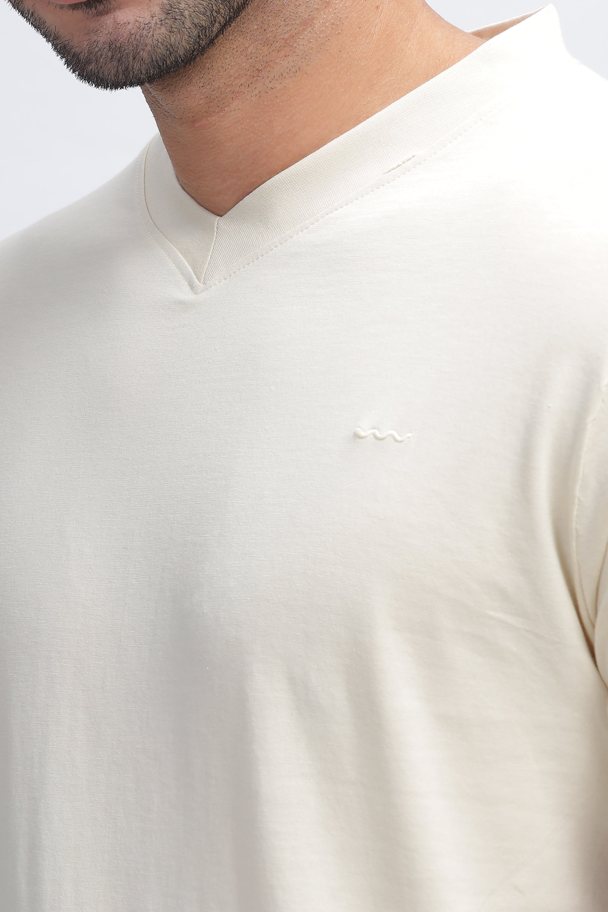 100% Pure Supima Cotton V Neck - Beach (Beige) - String Scape