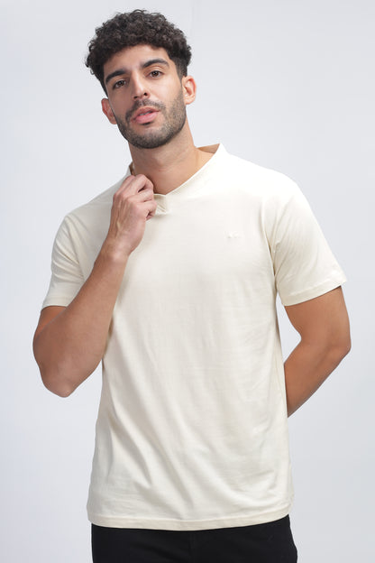 100% Pure Supima Cotton V Neck - Beach (Beige) - String Scape