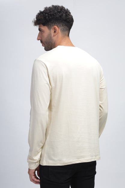 100% Pure Supima Cotton Crew Neck Full Sleeve - Beach (Beige) - String Scape