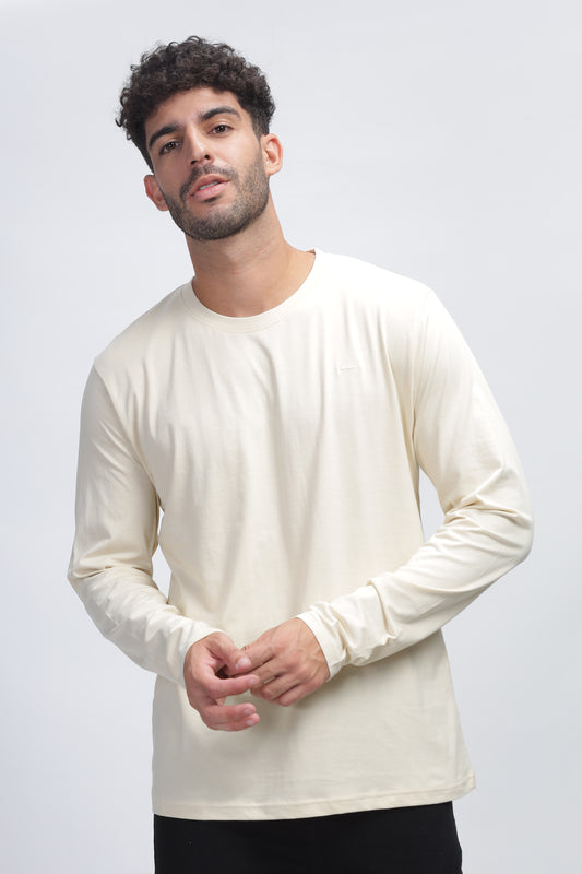 100% Pure Supima Cotton Crew Neck Full Sleeve - Beach (Beige) - String Scape
