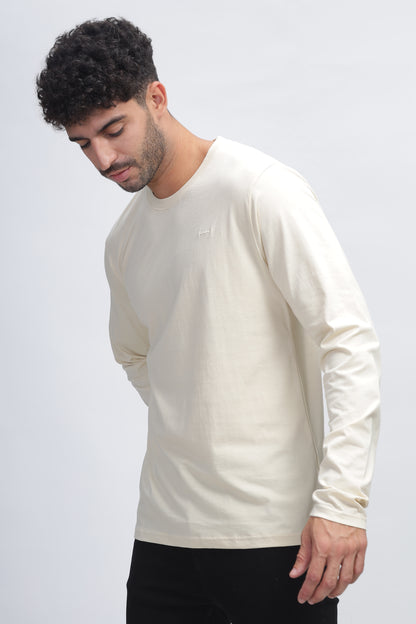100% Pure Supima Cotton Crew Neck Full Sleeve - Beach (Beige) - String Scape