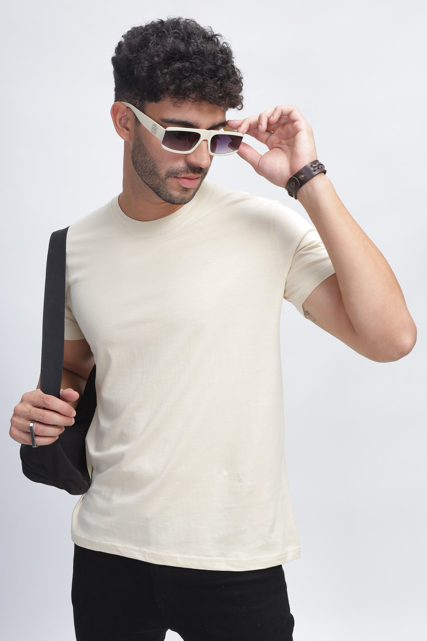 100% Pure Supima Cotton Crew Neck - Beach (Beige) - String Scape