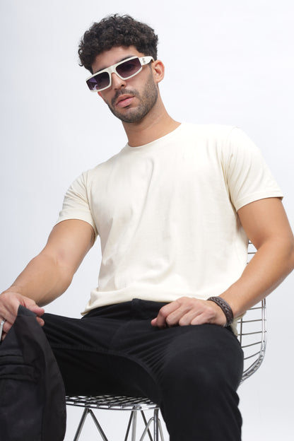 100% Pure Supima Cotton Crew Neck - Beach (Beige) - String Scape