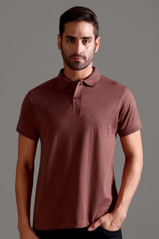 100% Pure Supima Cotton Polo - Rust (Deep Maroon) - String Scape