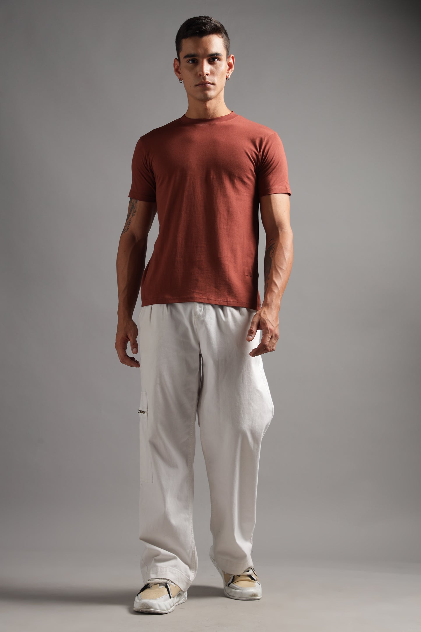 100% Pure Supima Cotton Crew Neck - Rust (Deep Maroon) - String Scape
