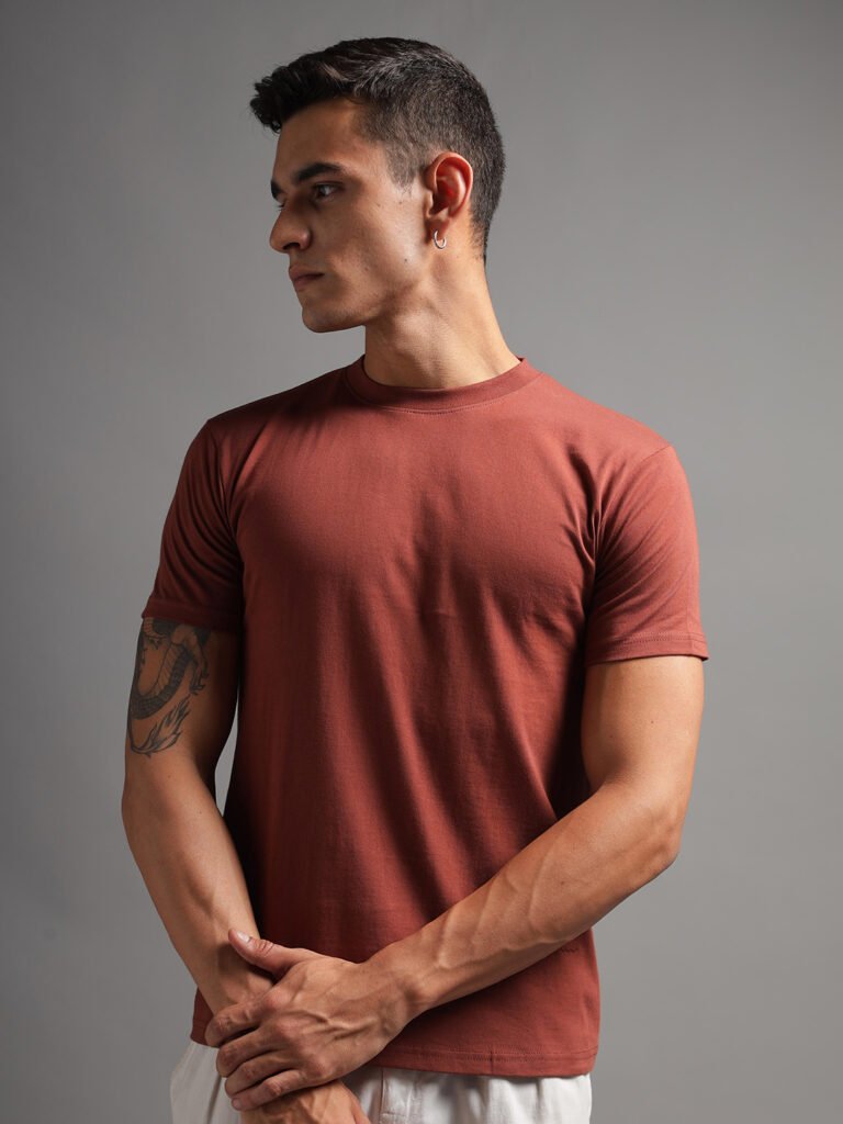100% Pure Supima Cotton Crew Neck - Rust (Deep Maroon)