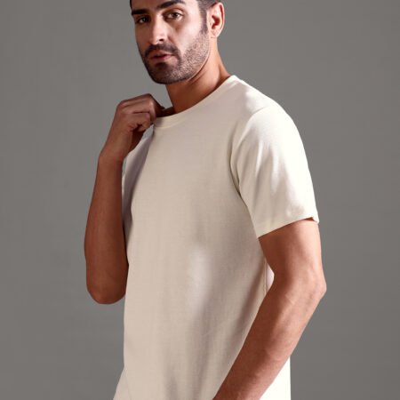 Eyelet Waffle Textured Crew Neck - Off White