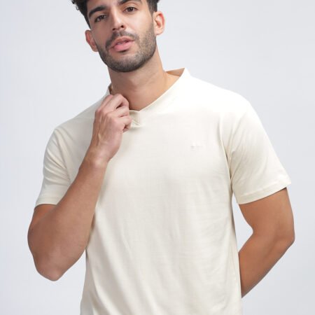 100% Pure Supima Cotton V Neck - Beach (Beige)