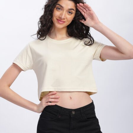 100% Pure Supima Cotton Super Crop Top - Beach (Beige) (W)