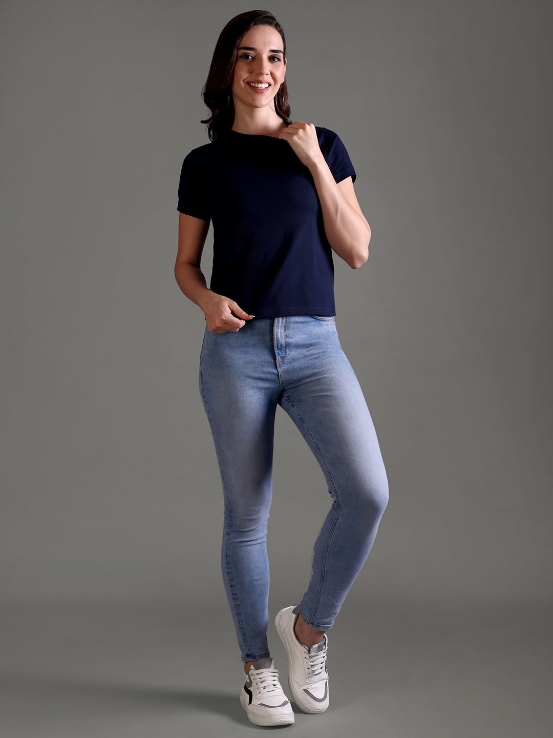 100% Pure Supima Cotton Crop Top - Night Fall (Navy) (W) - Image 1