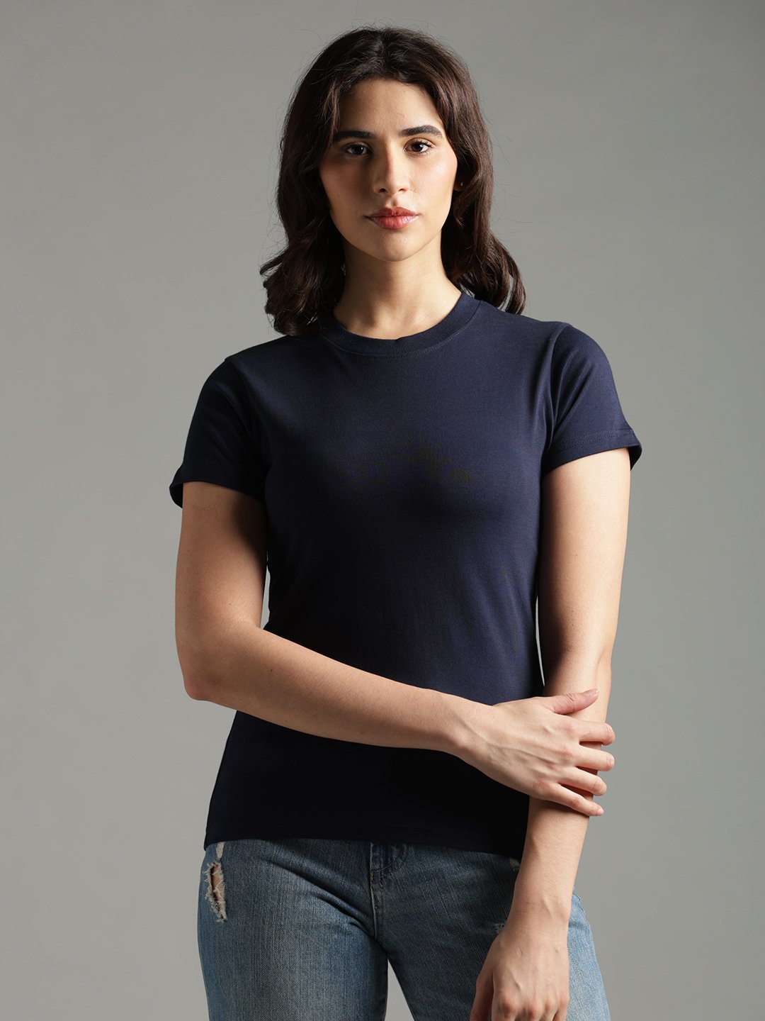 100% Pure Supima Cotton Crew Neck - Night Fall (Navy) (W) - Image 1