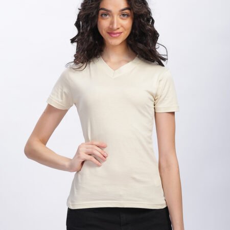 100% Pure Supima Cotton V Neck - Beach (Beige) (W)