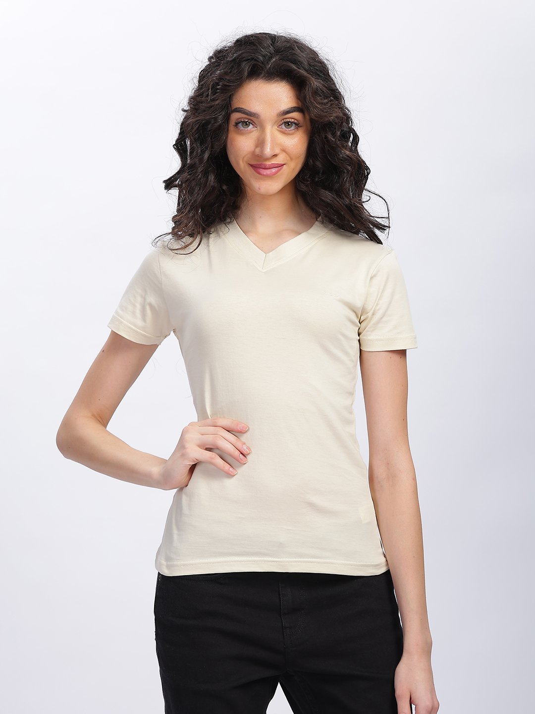100% Pure Supima Cotton V Neck - Beach (Beige) (W) - Image 1