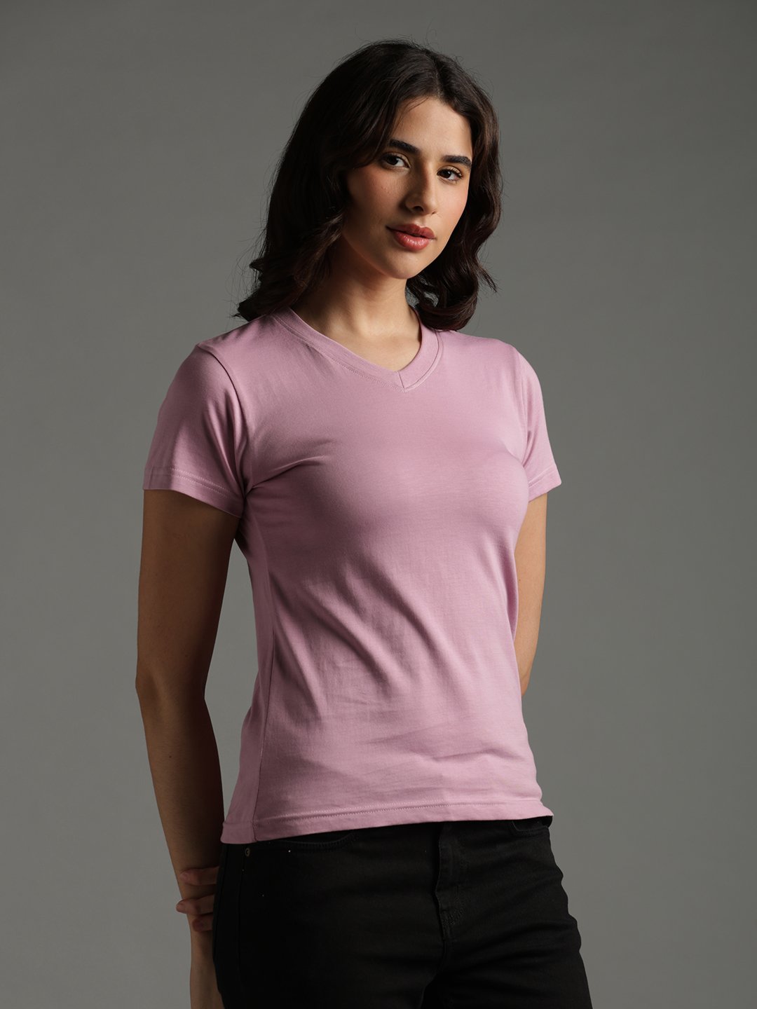 100% Pure Supima Cotton V Neck - Blush (W) - Image 1