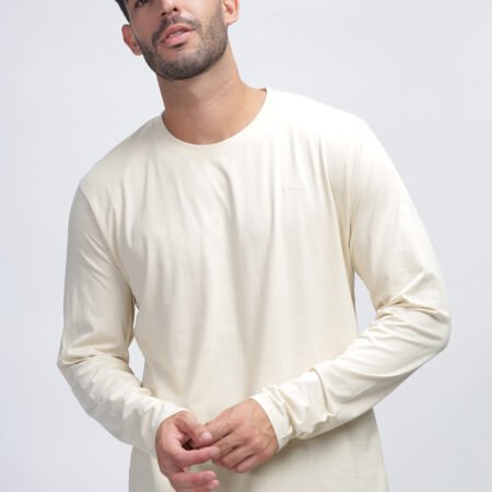 100% Pure Supima Cotton Crew Neck Full Sleeve - Beach (Beige)