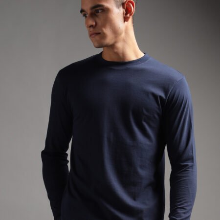 100% Pure Supima Cotton Crew Neck Full Sleeve - Night Fall (Navy)