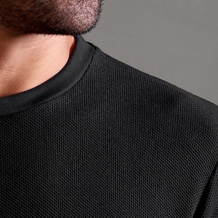 Honeycomb Waffle Textured Crew Neck Full Sleeve - Black - Image 2