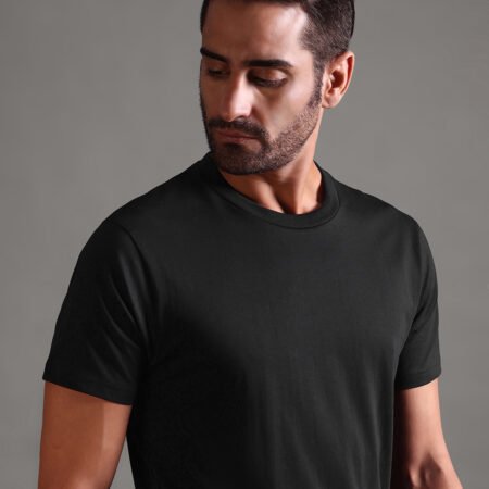 100% Pure Supima Cotton Crew Neck - Black - Image 2