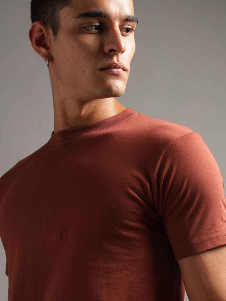 100% Pure Supima Cotton Crew Neck - Rust (Deep Maroon)
