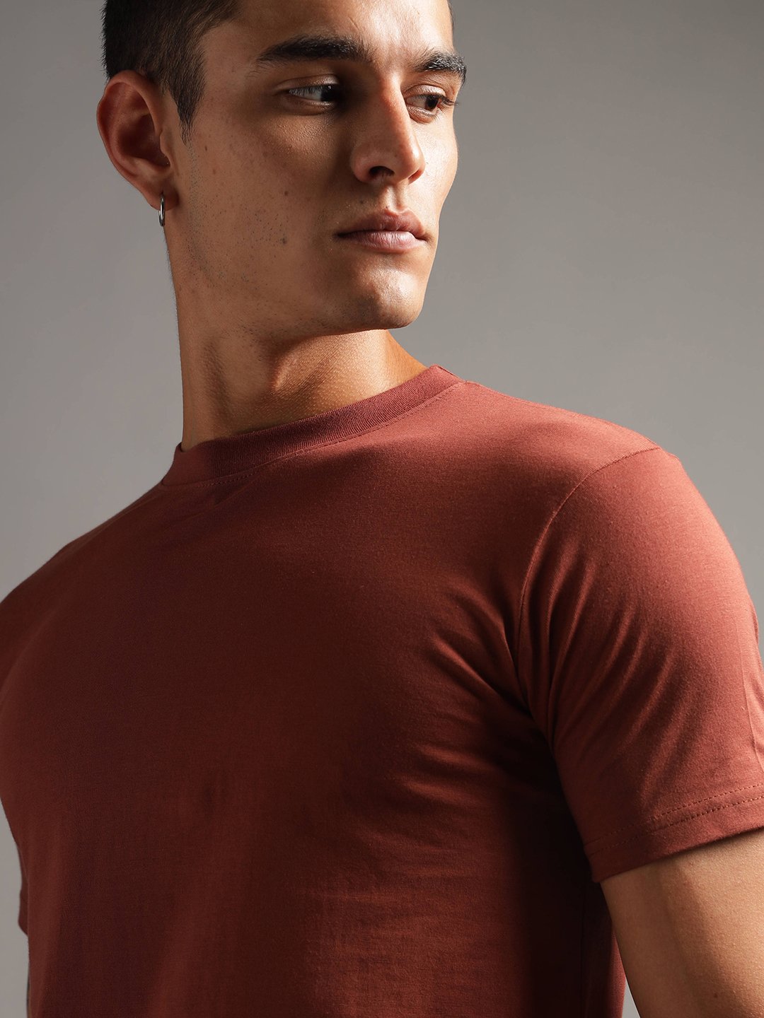 100% Pure Supima Cotton Crew Neck - Rust (Deep Maroon) - Image 2