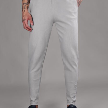 Ribbed Cotton Track Pant with Zip Pocket - Grey (350 GSM - Heavy) - Image 2