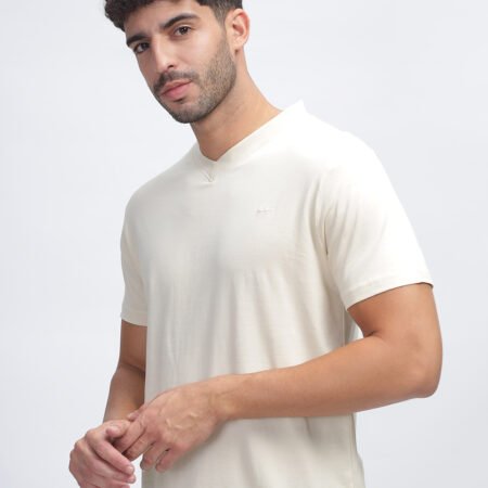 100% Pure Supima Cotton V Neck - Beach (Beige) - Image 2