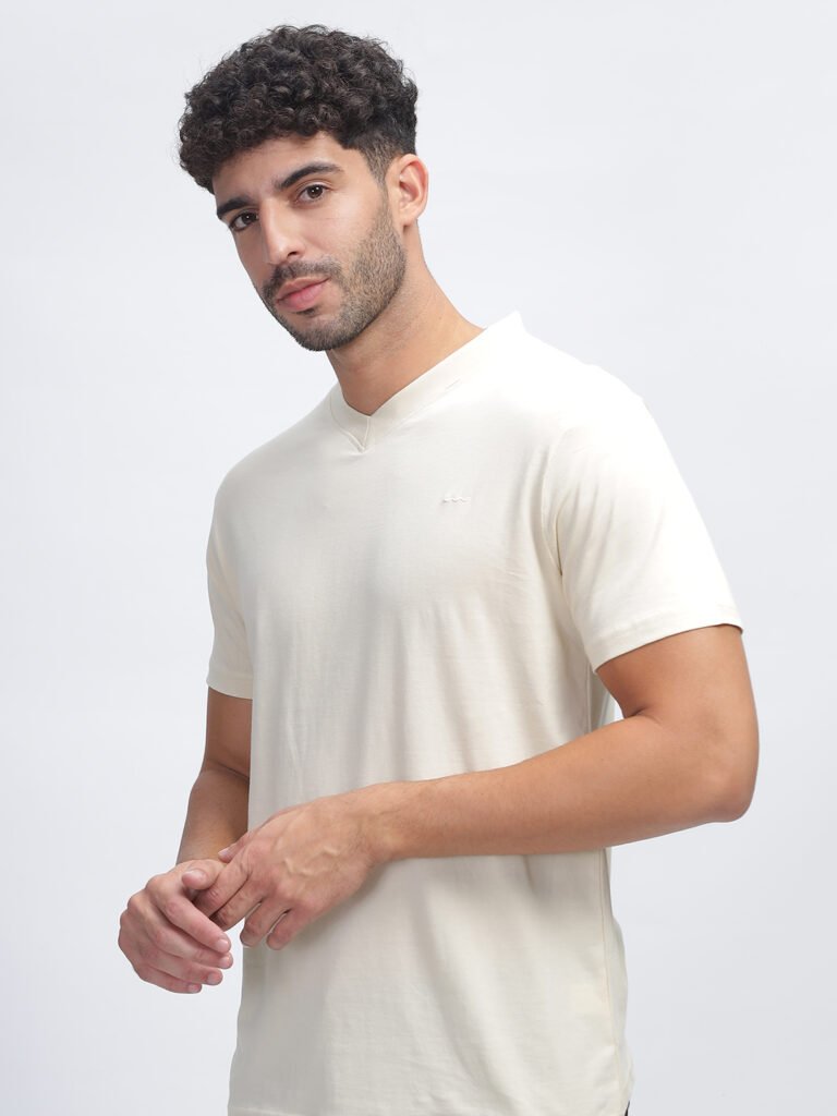 100% Pure Supima Cotton V Neck - Beach (Beige)