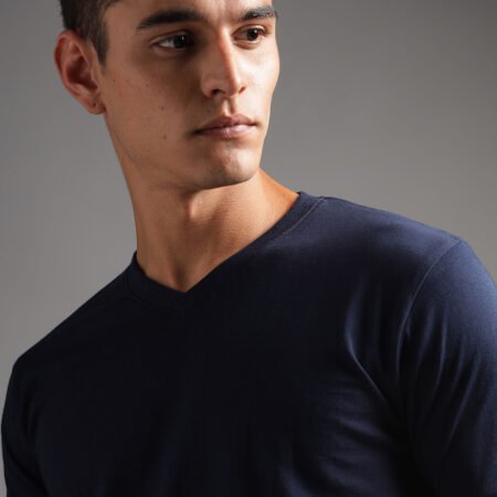 100% Pure Supima Cotton V Neck - Night Fall (Navy) - Image 2