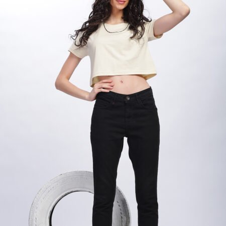 100% Pure Supima Cotton Super Crop Top - Beach (Beige) (W) - Image 2