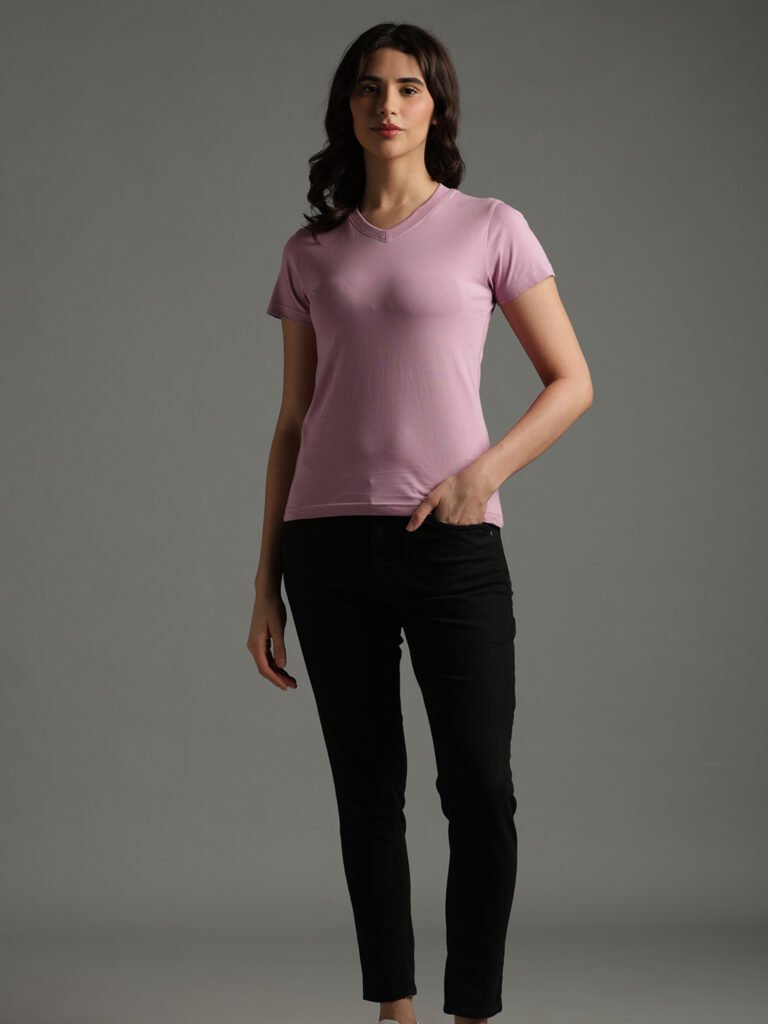 100% Pure Supima Cotton V Neck - Blush (W)