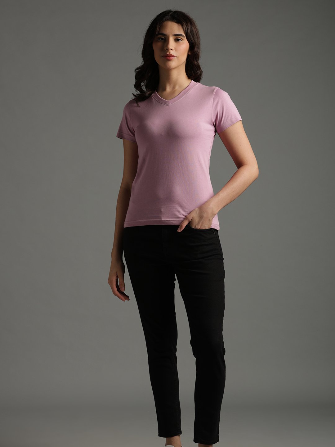 100% Pure Supima Cotton V Neck - Blush (W) - Image 2