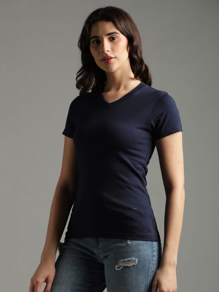 100% Pure Supima Cotton V Neck - Night Fall (Navy) (W)