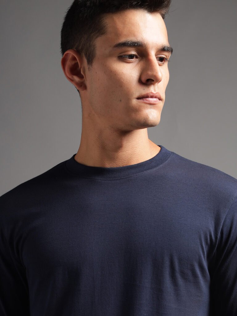 100% Pure Supima Cotton Crew Neck Full Sleeve - Night Fall (Navy)