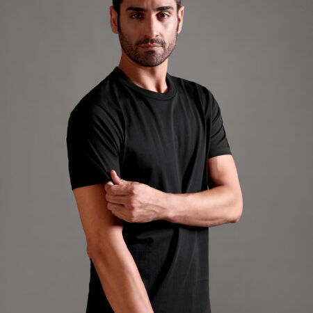 100% Pure Supima Cotton Crew Neck - Black - Image 3