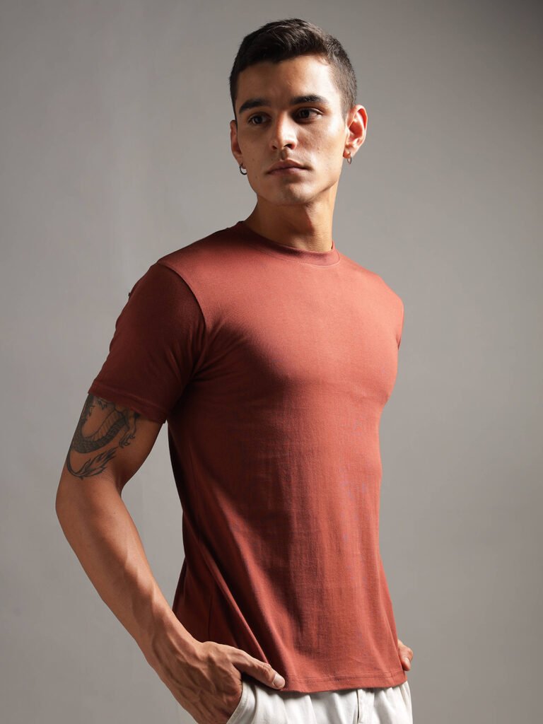 100% Pure Supima Cotton Crew Neck - Rust (Deep Maroon)