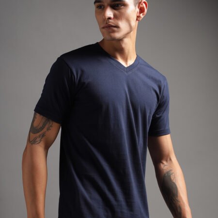 100% Pure Supima Cotton V Neck - Night Fall (Navy) - Image 3