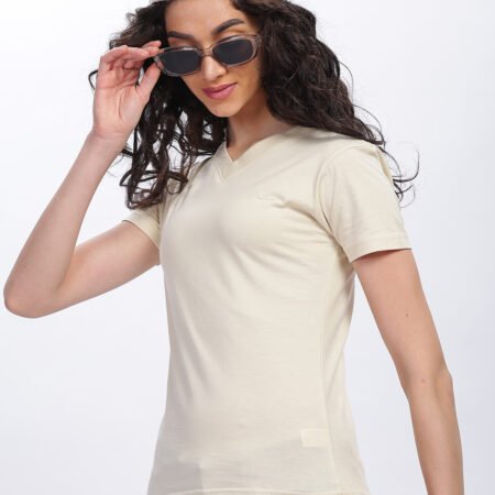 100% Pure Supima Cotton V Neck - Beach (Beige) (W) - Image 3