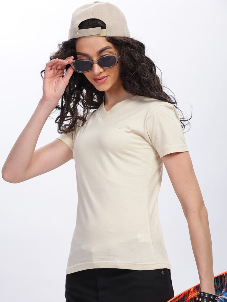 100% Pure Supima Cotton V Neck - Beach (Beige) (W)