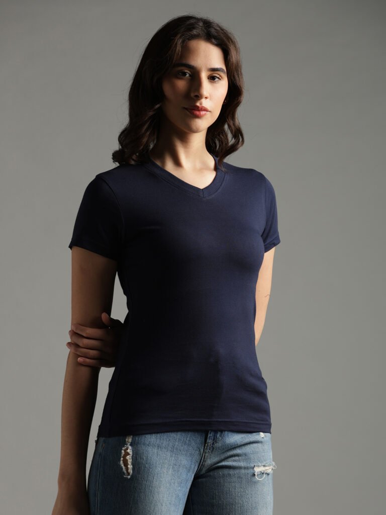 100% Pure Supima Cotton V Neck - Night Fall (Navy) (W)