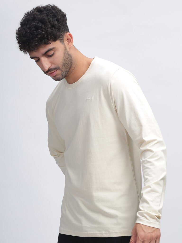 100% Pure Supima Cotton Crew Neck Full Sleeve - Beach (Beige)