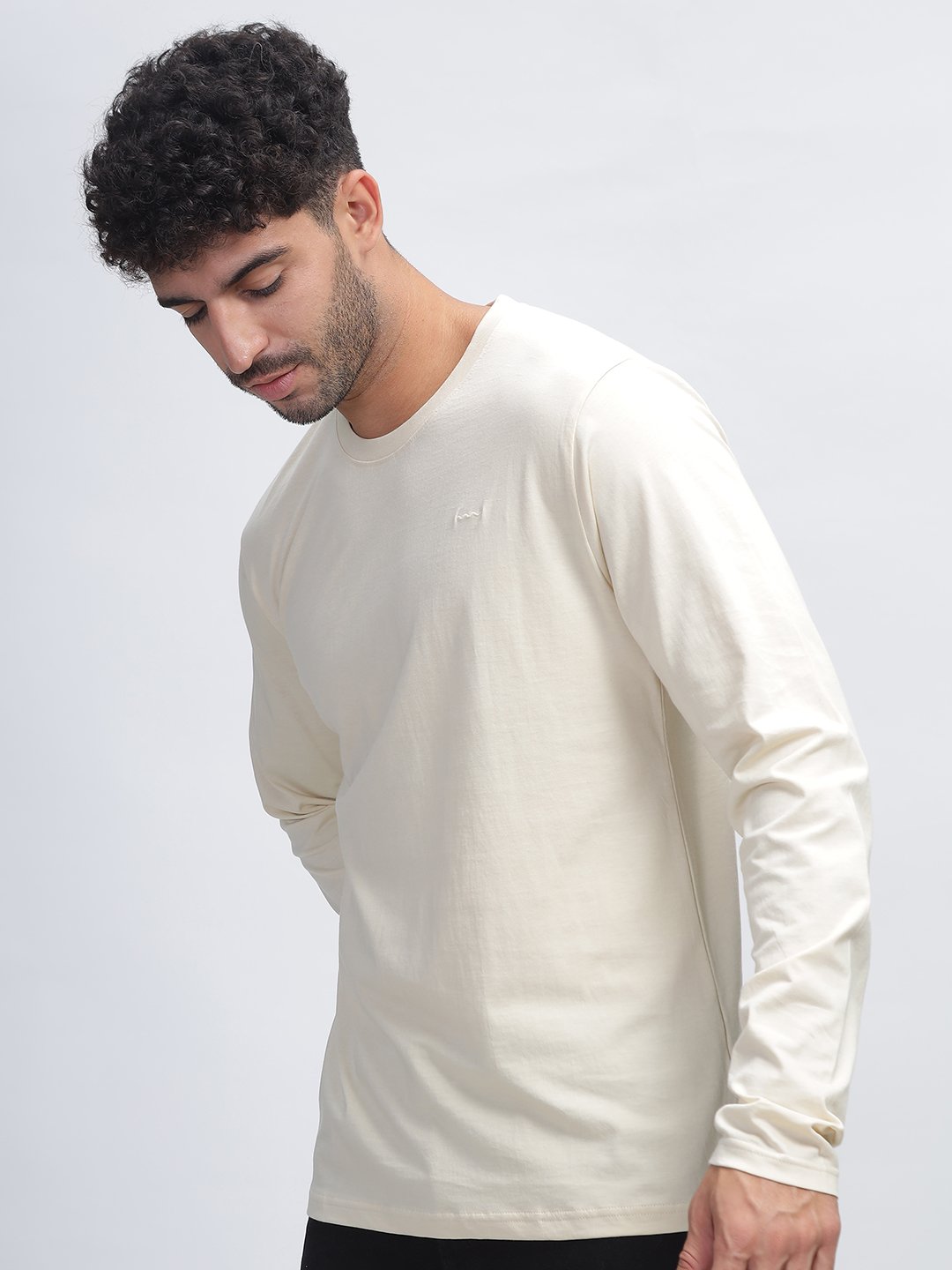 100% Pure Supima Cotton Crew Neck Full Sleeve - Beach (Beige) - Image 3
