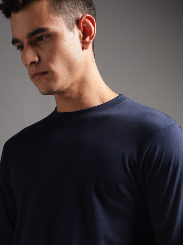 100% Pure Supima Cotton Crew Neck Full Sleeve - Night Fall (Navy)
