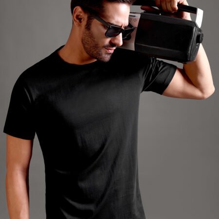 100% Pure Supima Cotton Crew Neck - Black - Image 4