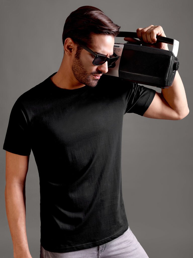 100% Pure Supima Cotton Crew Neck - Black