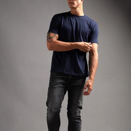 100% Pure Supima Cotton Crew Neck - Night Fall (Navy) - Image 4