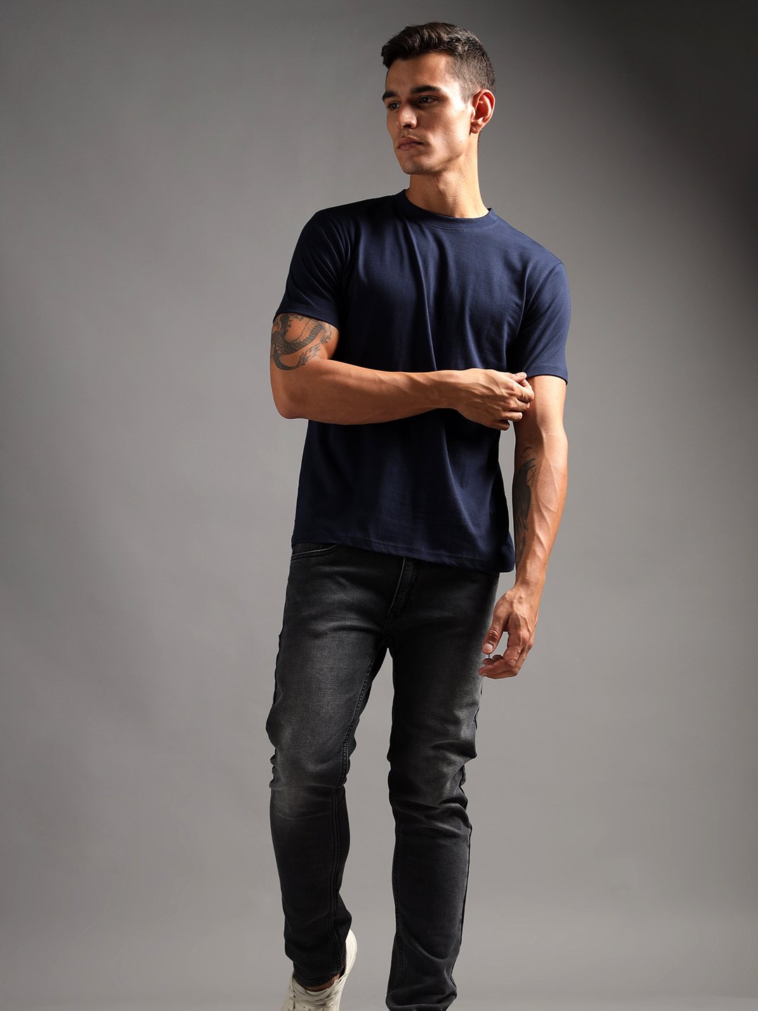 100% Pure Supima Cotton Crew Neck - Night Fall (Navy) - Image 4