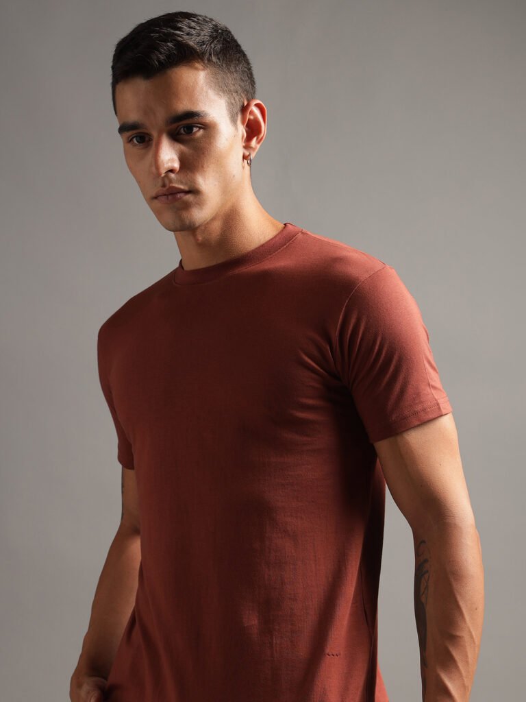 100% Pure Supima Cotton Crew Neck - Rust (Deep Maroon)