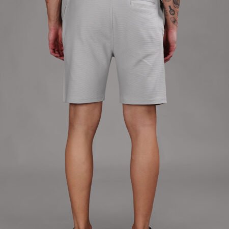 Ribbed Cotton Shorts with Zip Pocket - Grey (350 GSM - Heavy) - Image 5